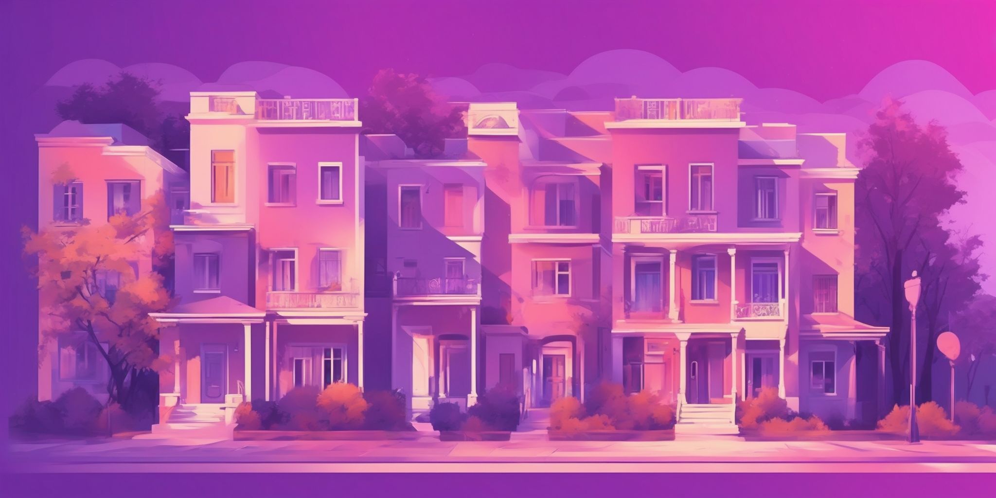 Address in flat illustration style, colorful purple gradient colors
