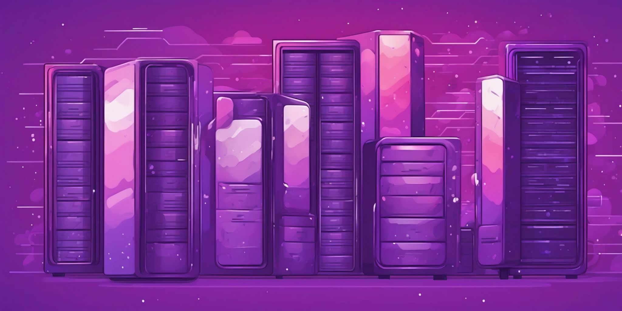 Memory storage in flat illustration style, colorful purple gradient colors