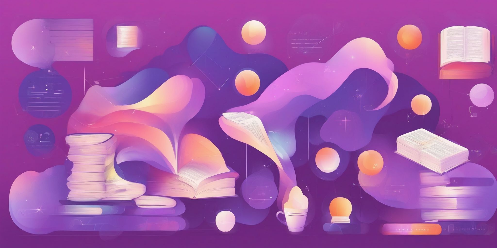 Dictionary in flat illustration style, colorful purple gradient colors