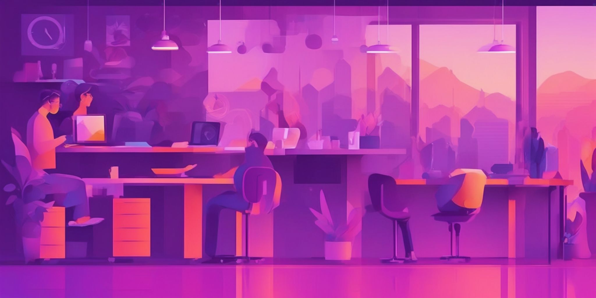 Inspection in flat illustration style, colorful purple gradient colors