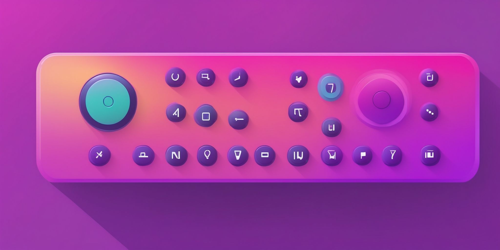 TV remote in flat illustration style, colorful purple gradient colors