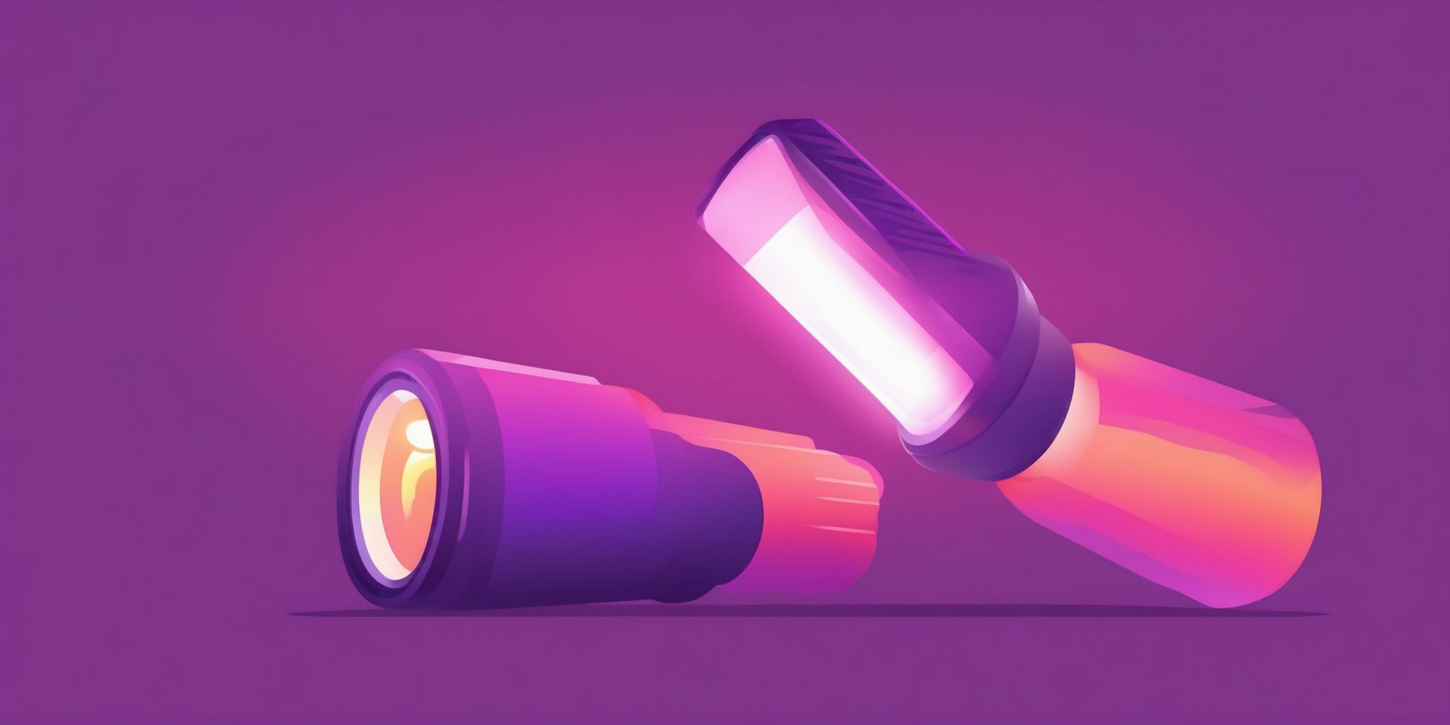 Flashlight in flat illustration style, colorful purple gradient colors