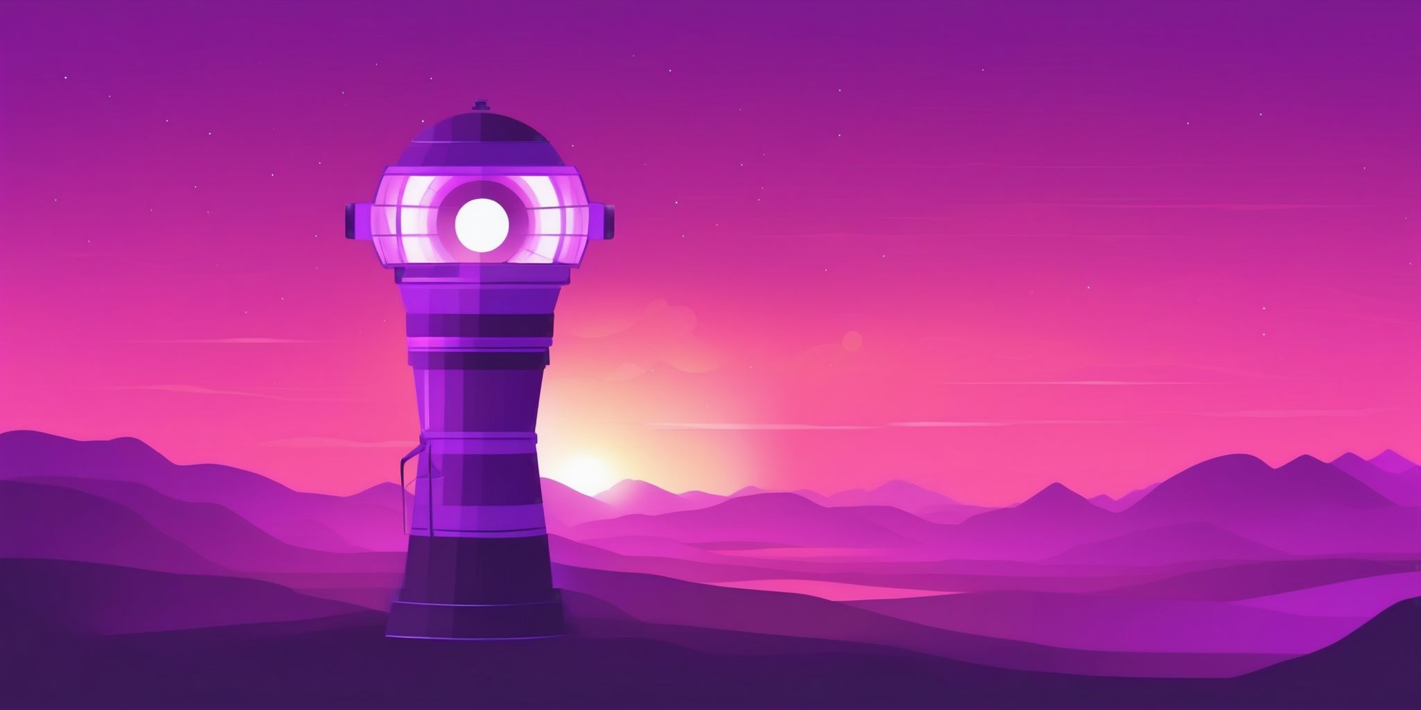 Searchlight in flat illustration style, colorful purple gradient colors