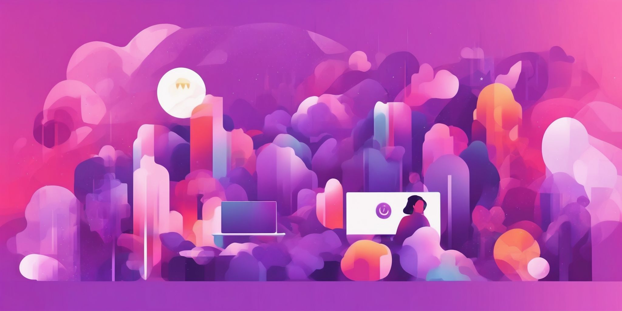 Identity in flat illustration style, colorful purple gradient colors