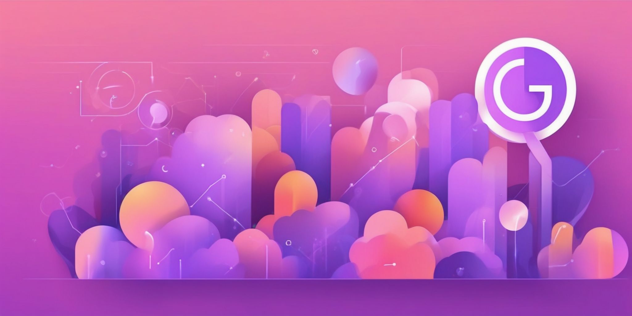 Google search - Zoom in flat illustration style, colorful purple gradient colors