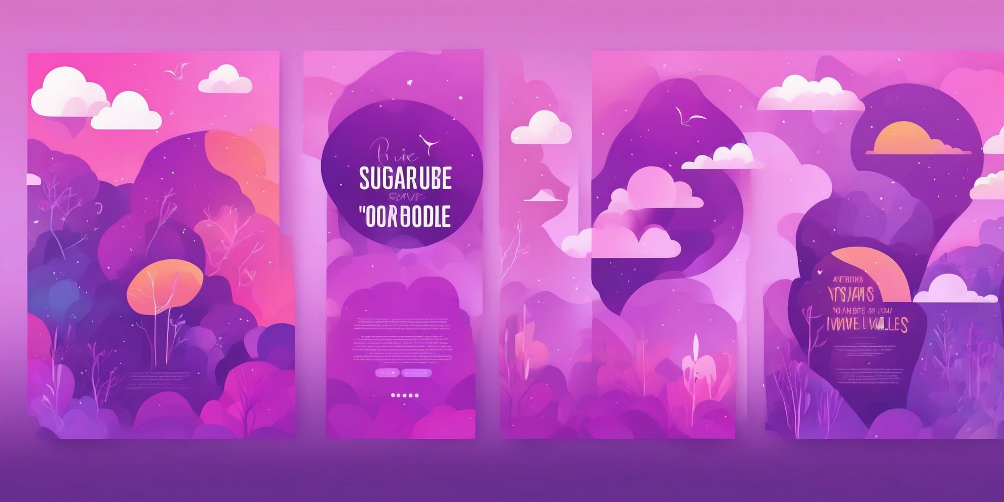 Quotes in flat illustration style, colorful purple gradient colors